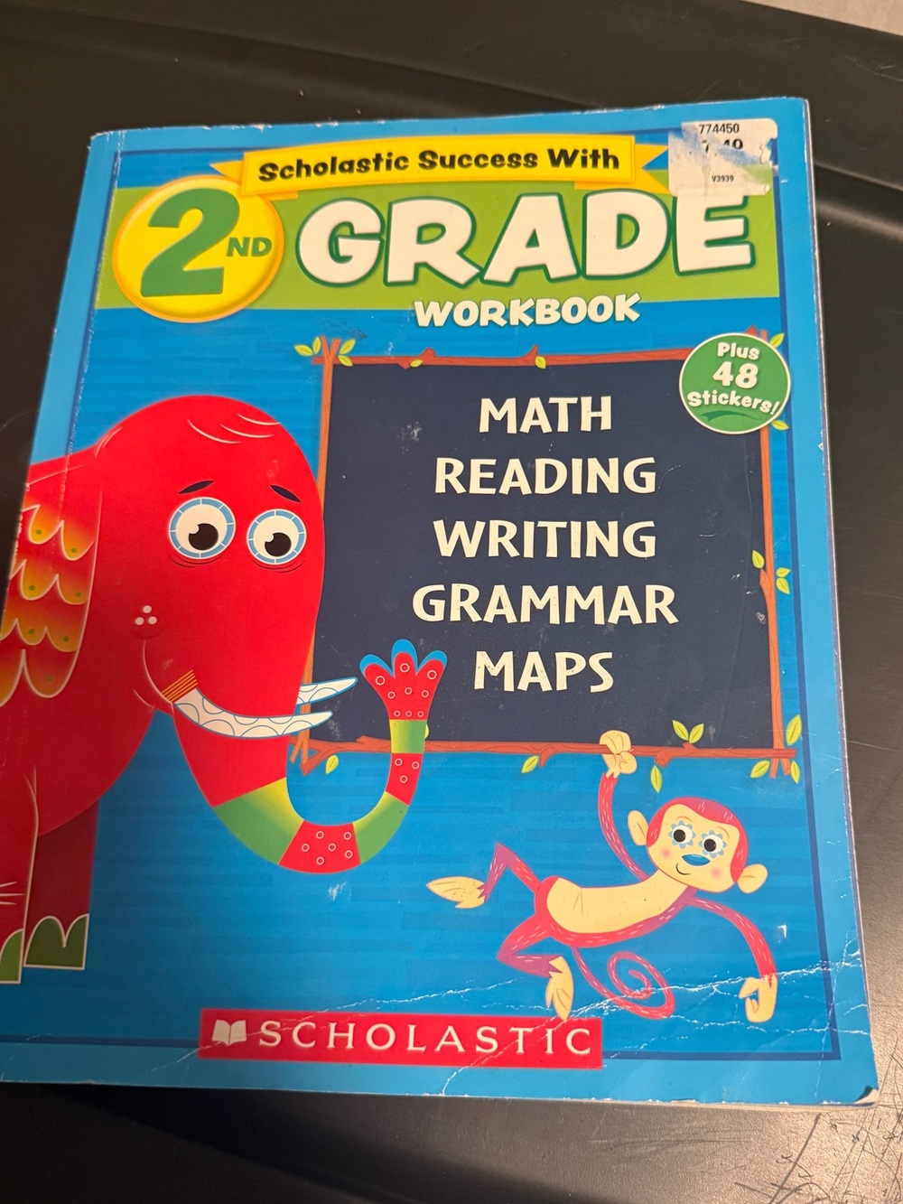 Scholastic 2nd Grade Workbook - Bright Blue Cover with Red Elephant